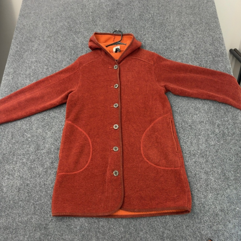Vintage LL Bean Fleece Jacket Women S Orange Polyester Hooded Longline Gorp